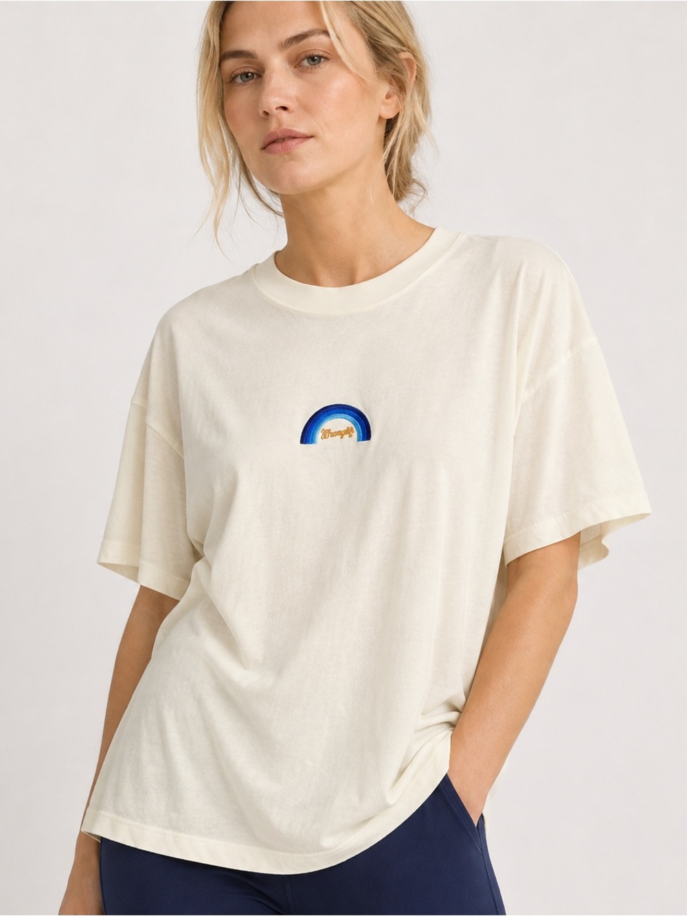 Sandro Paris x Wrangler Cream Rainbow Tee Size M NWT
